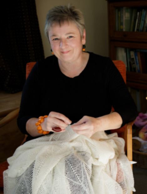Cynthia Read who made a shawl for baby George
