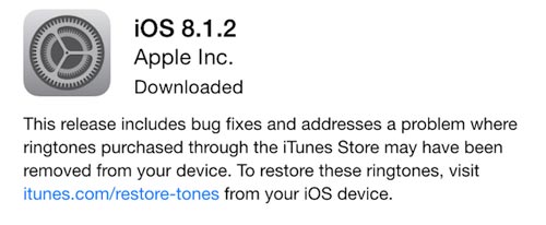 Hiện người dùng đã có thể bắt đầu tải về bản cập nhật iOS 8.1.2 trên thiết bị của mình.