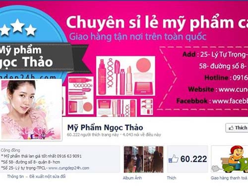 Tạo trang kinh doanh mỹ phẩm của chị Đào Hồng Lâm - Ảnh: KD