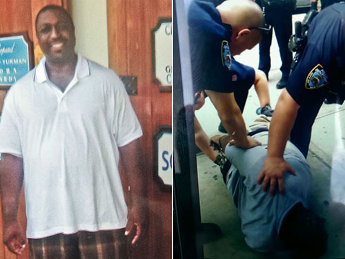 Ông Eric Garner (trái) tử vong sau khi bị cảnh sát siết cổ 
Ảnh: New York Post