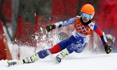 Vanessa Mae trên đường đua nội dung đổ đèo ở Sochi 2014