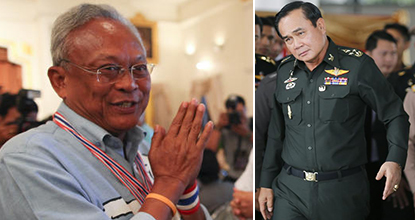 Ông Suthep Thaugsuban (trái) và Tướng Prayuth Chan-ocha. Ảnh: Bangkok Post 