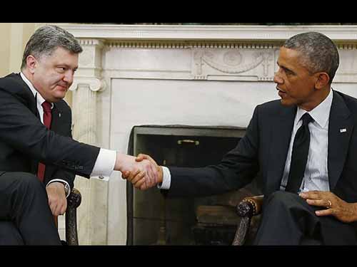 Tổng thống Mỹ Barack Obama tiếp Tổng thống Ukraine Petro Poroshenko tại Nhà Trắng ngày 18-9
Ảnh: REUTERS