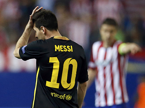 Messi bế tắc trong 5 trận gặp Atletico mùa nàyẢnh: REUTERS