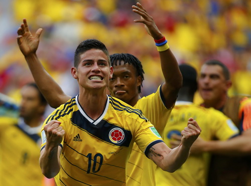 Niềm vui của các cầu thủ Colombia