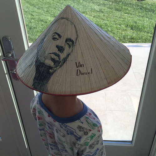 Vin Diesel shows off photos of his son wearing a conical hat on Instagram