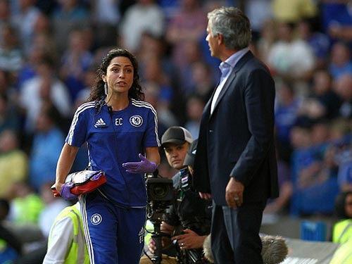 Bác sĩ Carneiro phân bua với HLV Mourinho sau Ảnh: DAILY MAIL