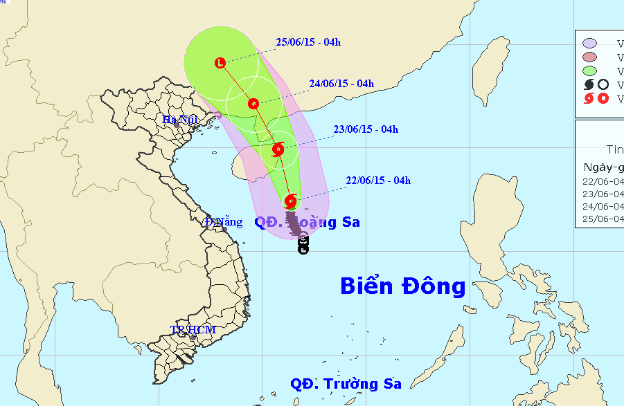 Vị trí và dự báo đường đi của bão số 1. Nguồn: Trung tâm dự báo KTTV Trung ương.