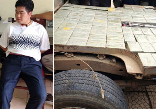 Tàng Keangnam khi bị bắt và sàn xe thiết kế tinh vi để cất giấu heroin.
(Ảnh do cơ quan điều tra cung cấp)