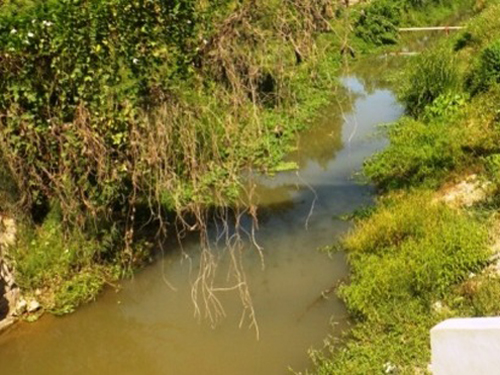 Kênh nước nơi phát hiện thi thể anh Nguyễn Bá Đ.