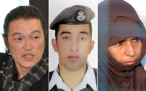 Kenji Goto, Muadh al-Kasasbeh và Sajida al-Rishawi Ảnh: TELEGRAPH