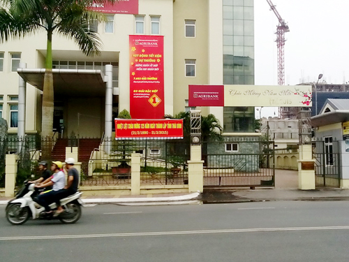 Trụ sở Chi nhánh Agribank - Thái Bình, nơi Vũ Văn Thành đột nhập vào bóp cổ giám đốc đòi mở két sắt lấy tiền - Ảnh: PL TPHCM