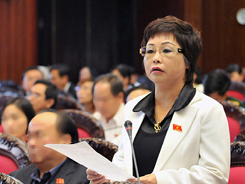 Bà Châu Thị Thu Nga phát biểu trong một phiên họp tại Quốc hội