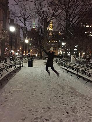 Eerie ... Union Square, Manhattan, during Winter Storm Juno. Picture: Samantha Soh, Faceb