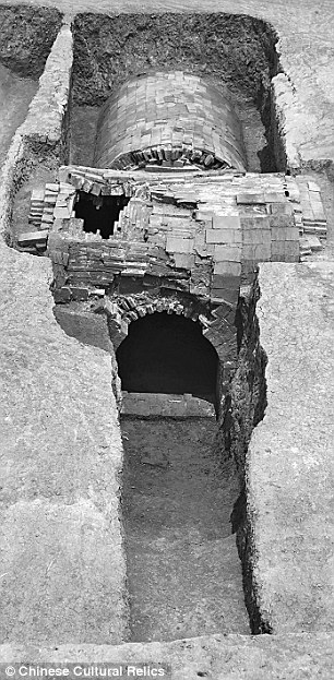 A tomb that tells the remarkable story of a Ming Dynasty superwoman has been uncovered in Nanjing, China (right). The 500-year-old tomb contains two stone epitaphs revealing the life of Lady Mei, who was once 21-year-old unwashed and unkempt woman. Pictured on the left is a depiction of ancient Chinese concubines