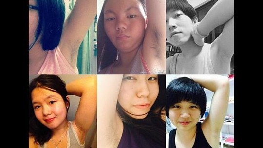 Những phụ nữ đăng ảnh khoe lông nách của họ trên trang mạng cá nhân. Ảnh: Weibo
