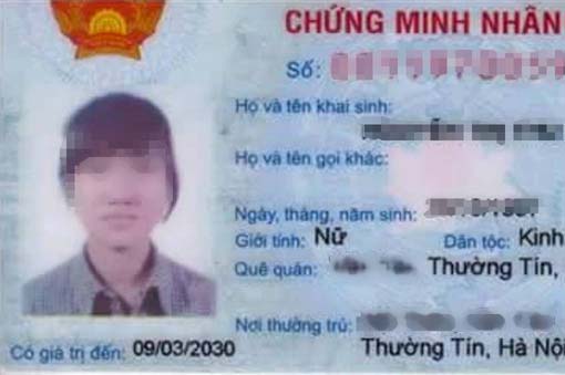 Chứng minh nhân dân của nữ sinh Nguyễn T.T.