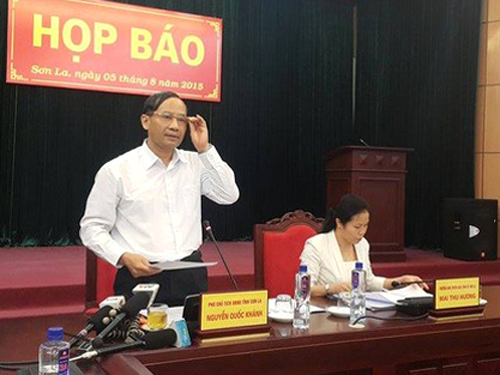 Phó Chủ tịch UBND tỉnh Sơn La Nguyễn Quốc Khánh tại cuộc họp báo - Ảnh: CTV