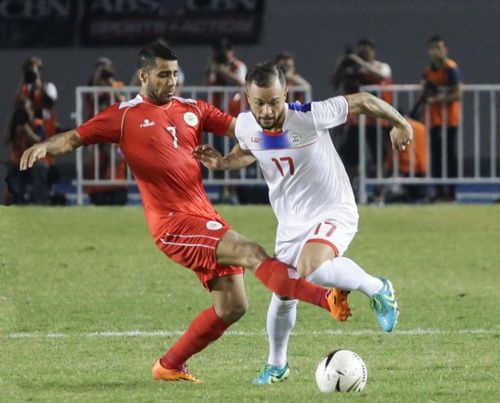 Trận đấu giữa Philippines và Bahrain (áo trắng)