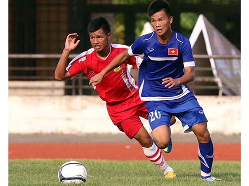 Tiền đạo Trọng Hóa của U19 Việt Nam trong trận giao hữu thắng U19 Lào 6-0 hồi giữa tháng 8
Ảnh: Hải Anh