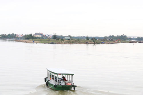 Cồn Hến, nơi triển khai dự án Gami Hội An, đang được chủ đầu tư xây kè xung quanh