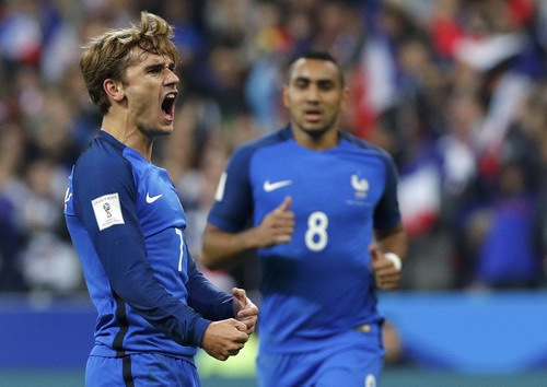 Griezmann vui mừng sau bàn thắng trong trận