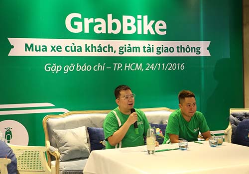 Đại diện Grab trình bày chương trình “Người đi GrabBike bán xe cho Grab”