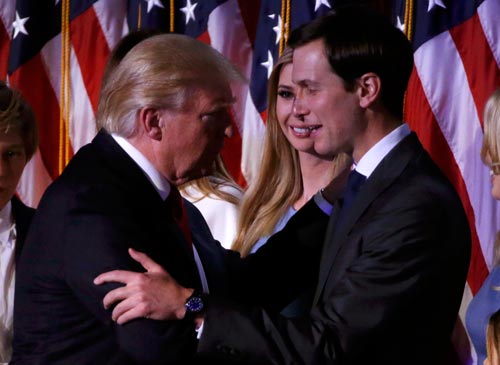 Tổng thống Mỹ đắc cử Donald Trump (trái) và con rể Jared Kushner Ảnh: Reuters