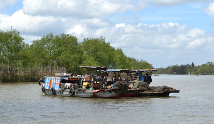 
S&ocirc;ng Tiền kh&ocirc;ng chỉ l&agrave; tuyến đường thủy huyết mạch nối liền c&aacute;c tỉnh Đồng bằng s&ocirc;ng Cửu Long, m&agrave; c&ograve;n l&agrave; nơi mưu sinh của nhiều người d&acirc;n trong tỉnh Tiền Giang n&oacute;i ri&ecirc;ng, trong khu vực n&oacute;i chung. Trong ảnh: C&aacute;c chủ ghe neo đậu nghỉ ngơi sau một ng&agrave;y đ&aacute;nh bắt
