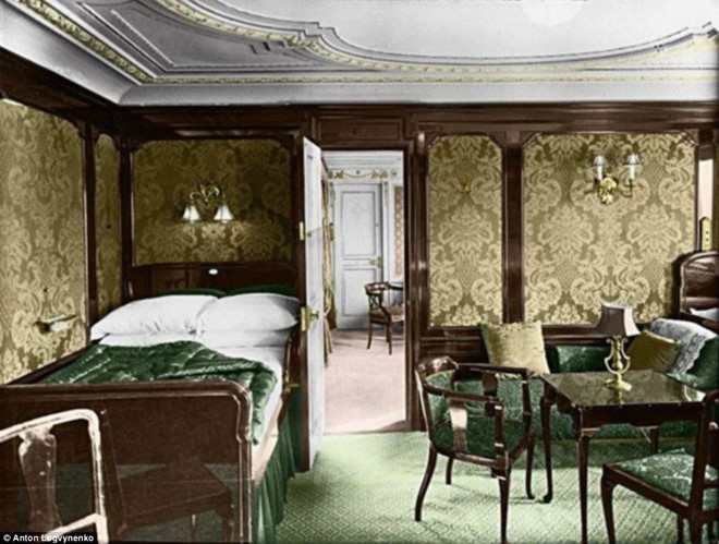 
Phòng ngủ trong khoang hạng nhất trên tàu Titanic. Ảnh: Anton Logvynenko.
