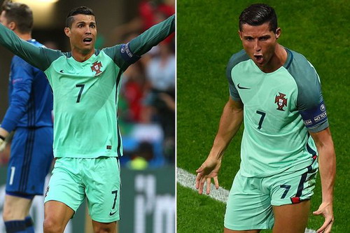 Ronaldo với trang phục thi đấu tuyển Bồ Đào Nha do Nike tài trợ