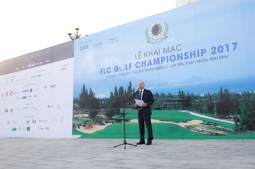 Ông Lưu Đức Quang, Trưởng Ban tổ chức, phát biểu khai mạc giải FLC Golf Championship 2017