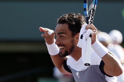 Fognini vui mừng sau chiến thắng trước Nishikori