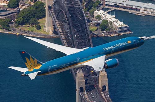 Máy bay của VNA trên bầu trời nước Úc ảnh: Ngọc Hằng