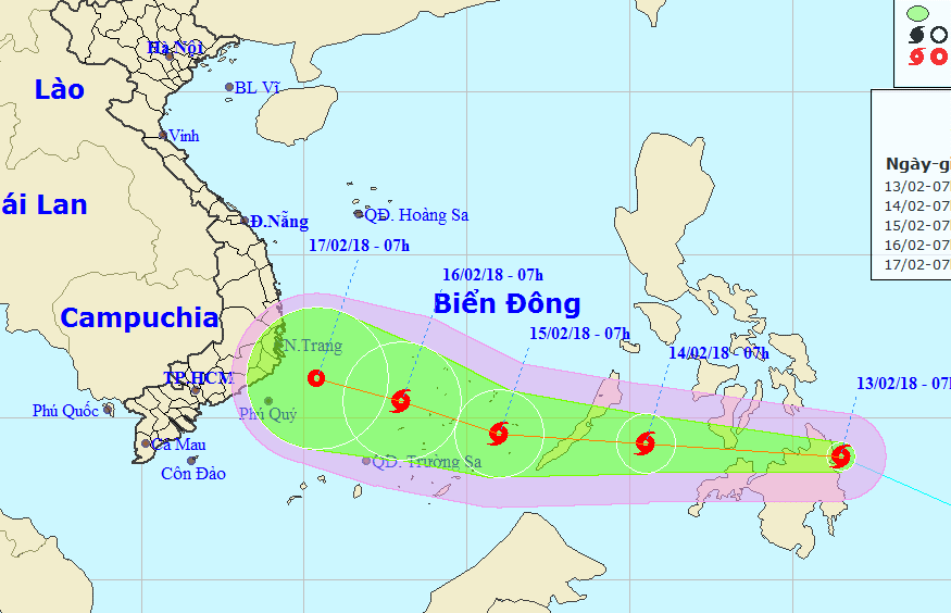 Bão Sanba giật cấp 11 hướng vào Khánh Hòa đến Bình Thuận - Ảnh 1.