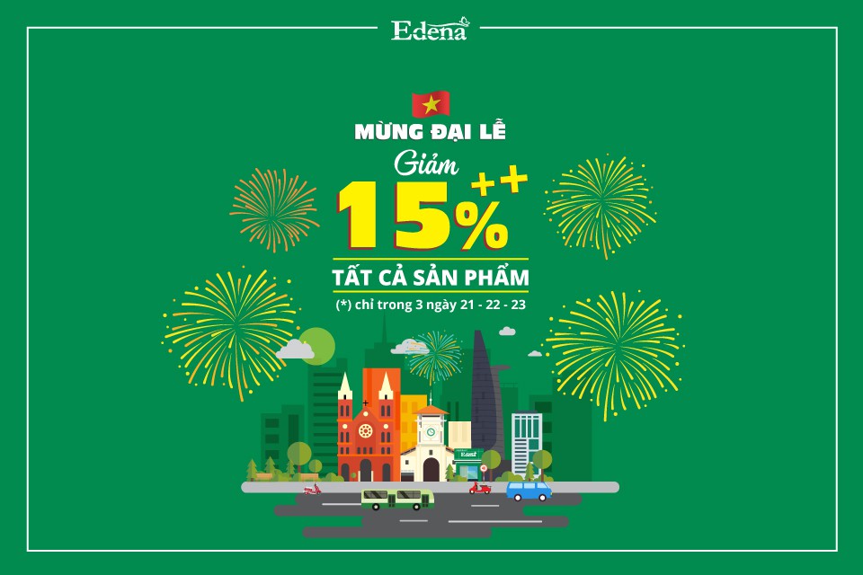 Edena khuyến mãi tưng bừng chào mừng đại lễ