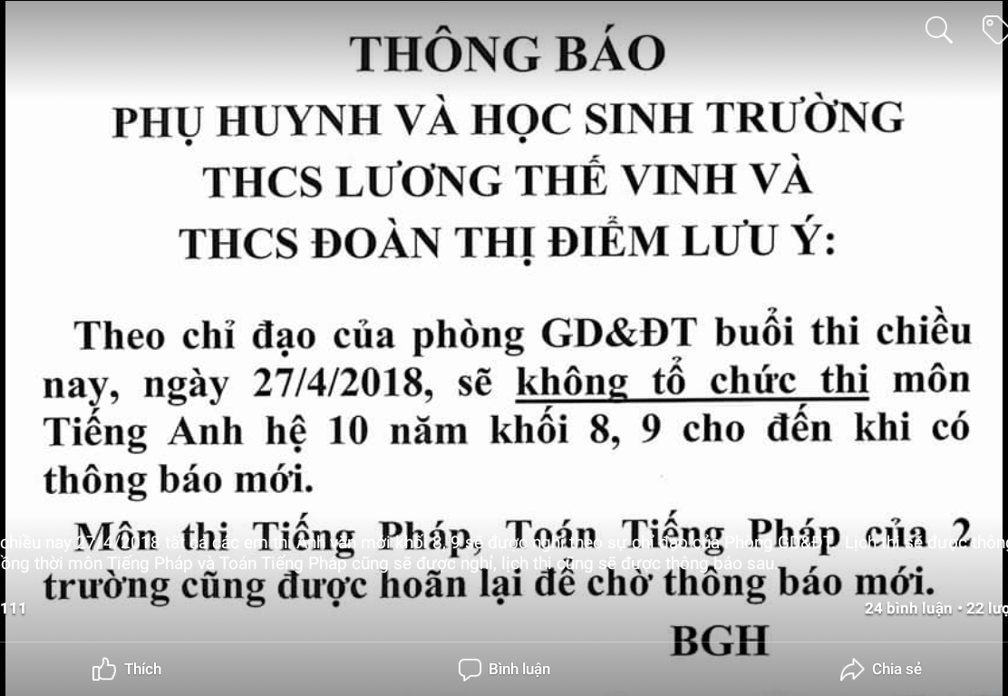 Chuyên viên gửi nhầm đáp án trước giờ thi, HS lớp 8,9 toàn TP Cần Thơ ôm hận - Ảnh 2. Chuyên viên gửi nhầm đáp án trước giờ thi, HS lớp 8,9 toàn TP Cần Thơ ôm hận - Ảnh 2.