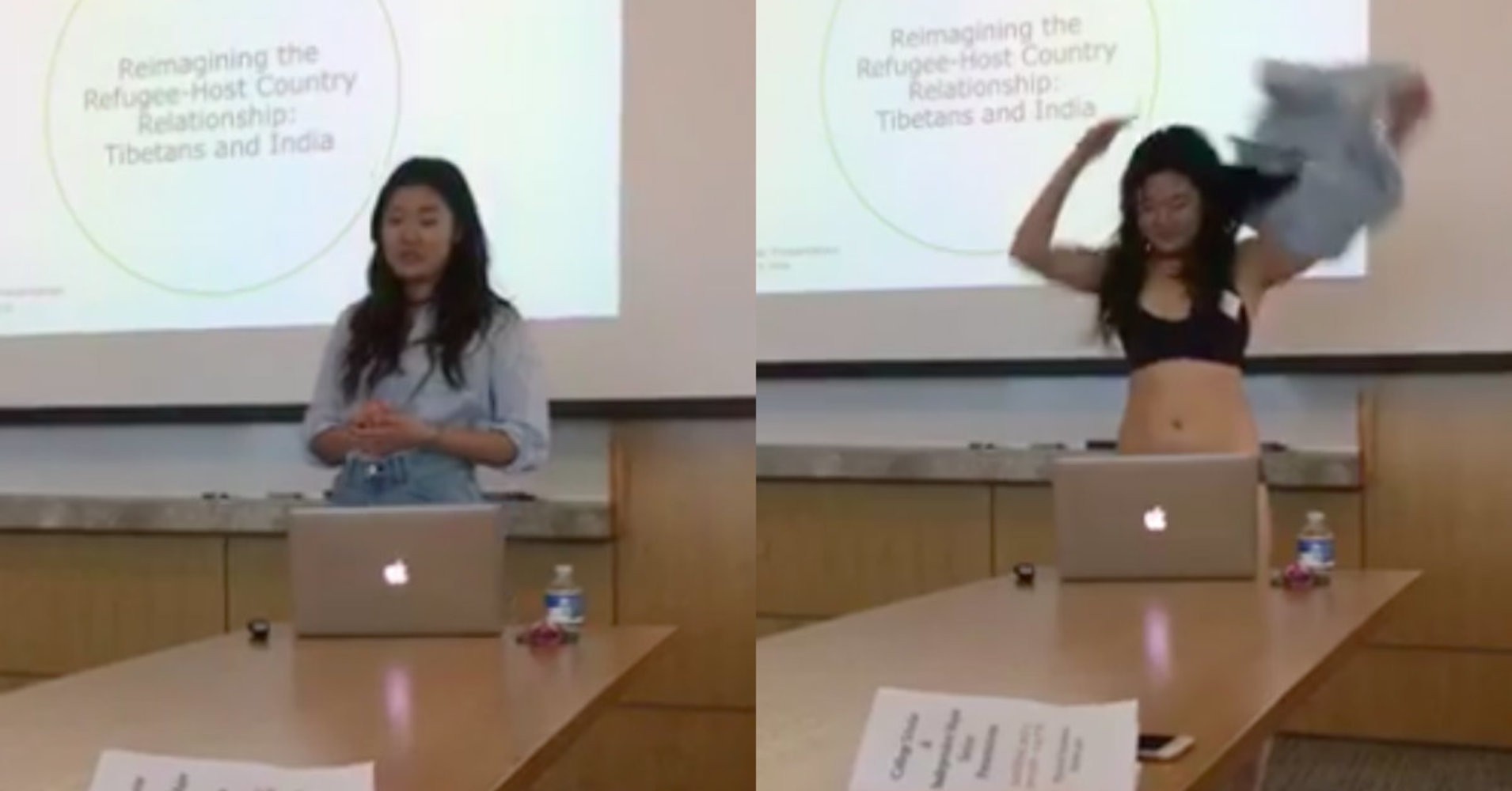 Sinh viên lột đồ lúc bị giảng sư phê bình mặc quần quá ngắn - Ảnh 1. Sinh viên lột đồ lúc bị giảng viên phê bình mặc quần quá ngắn - Ảnh 1.