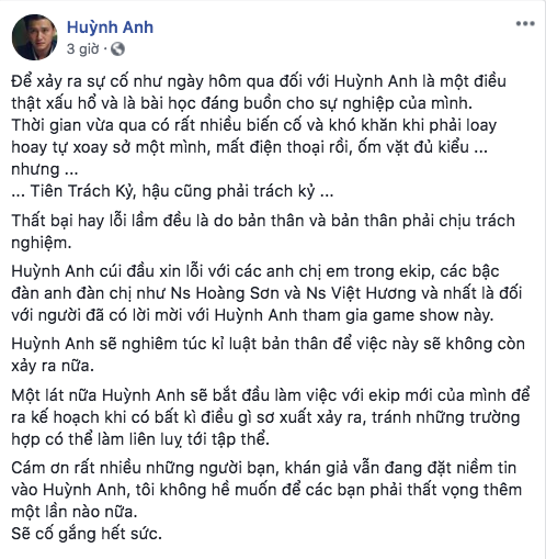 Huỳnh Anh cúi đầu xin lỗi Việt Hương - Ảnh 2.
