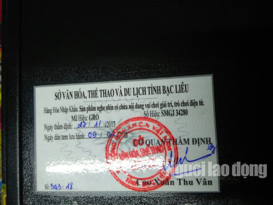 Làm rõ máy casino có dán tem kiểm định của Sở VH-TT-DL Bạc Liêu - Ảnh 3.