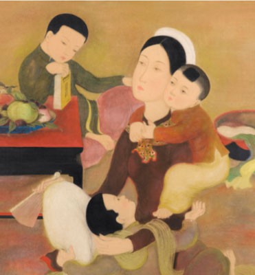 Bức tranh Gia đình của Lê Phổ bán với giá gần 750.000 USD - Ảnh 1.