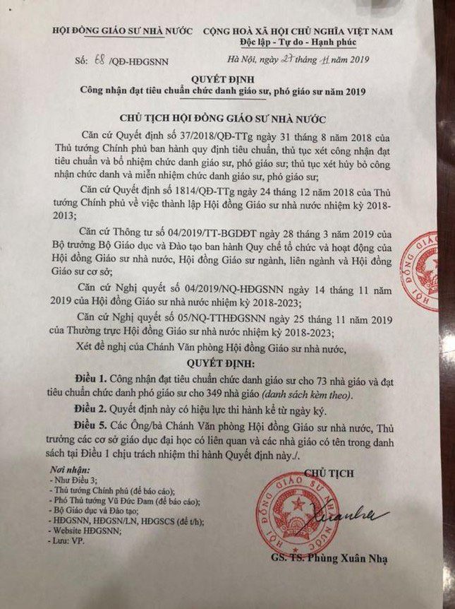 Danh sách giáo sư năm 2019: Ứng viên giáo sư bị đánh trượt có nhiều người xuất sắc - Ảnh 1.