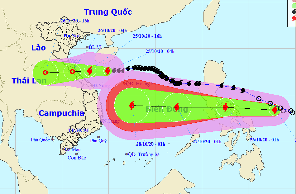 Đêm nay 25-10, bão số 8 đổ bộ từ Hà Tĩnh-Quảng Trị, bão Mollave nối gót vào Biển Đông - Ảnh 1.