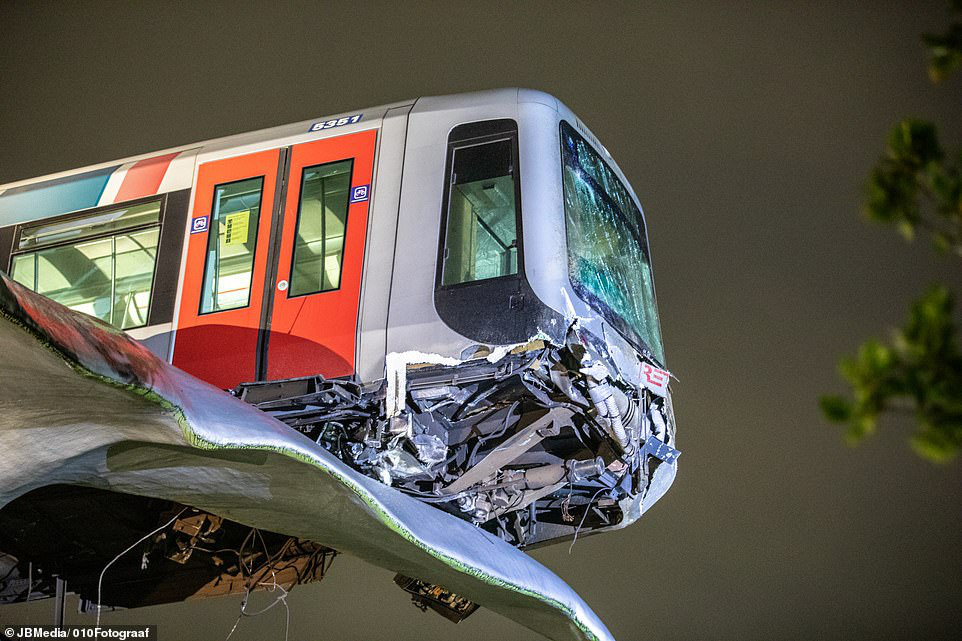 The subway train crossed the barrier, lying on the tail of a whale - Photo 3.