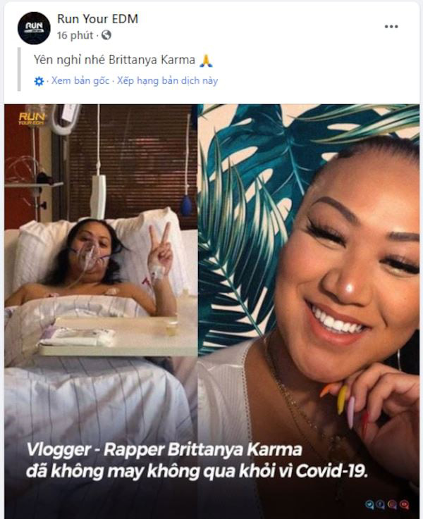 Famous Vietnamese-Vietnamese Vlogger Brittanya Karma dies of Covid-19 - Photo 1.