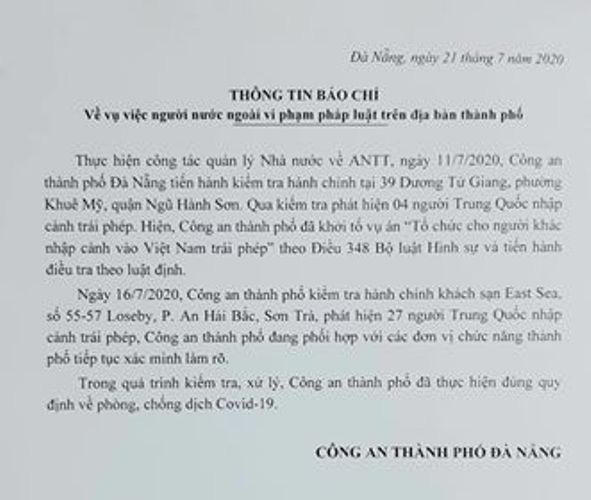 Đà Nẵng khởi tố vụ án đưa người Trung Quốc nhập cảnh trái phép vào Việt Nam - Ảnh 2.