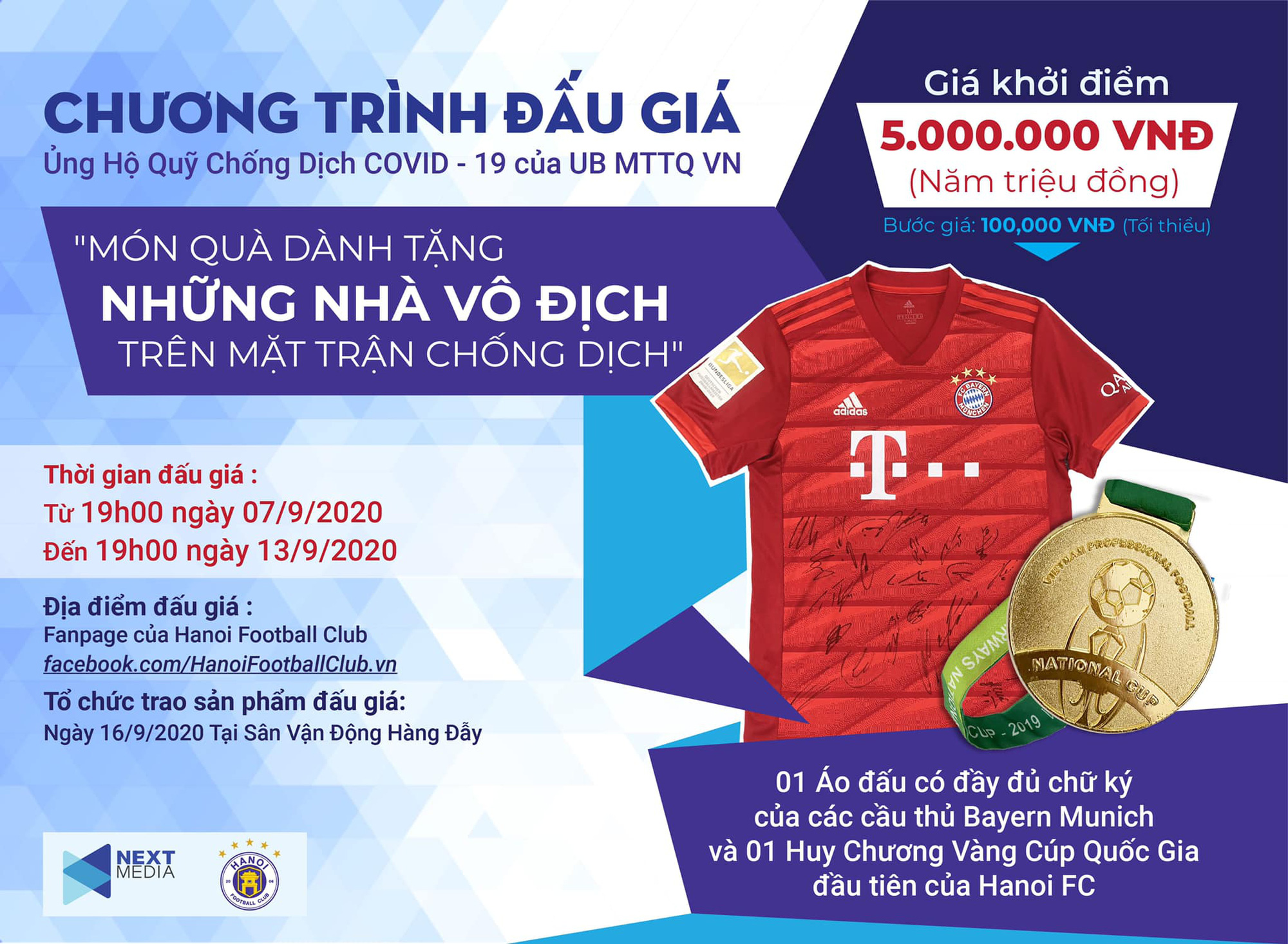Next Media và Hà Nội FC tổ chức đấu giá vật phẩm ủng hộ công cuộc chống dịch Covid - 19 - Ảnh 1.