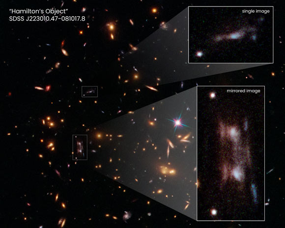 NASA/ESA chụp được quái vật bẻ cong không thời gian, xé thiên hà làm 3 - Ảnh 1.