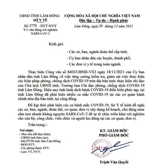Lâm Đồng mua bộ kit test của Việt Á với giá 350.000 đồng/kit - Ảnh 1.