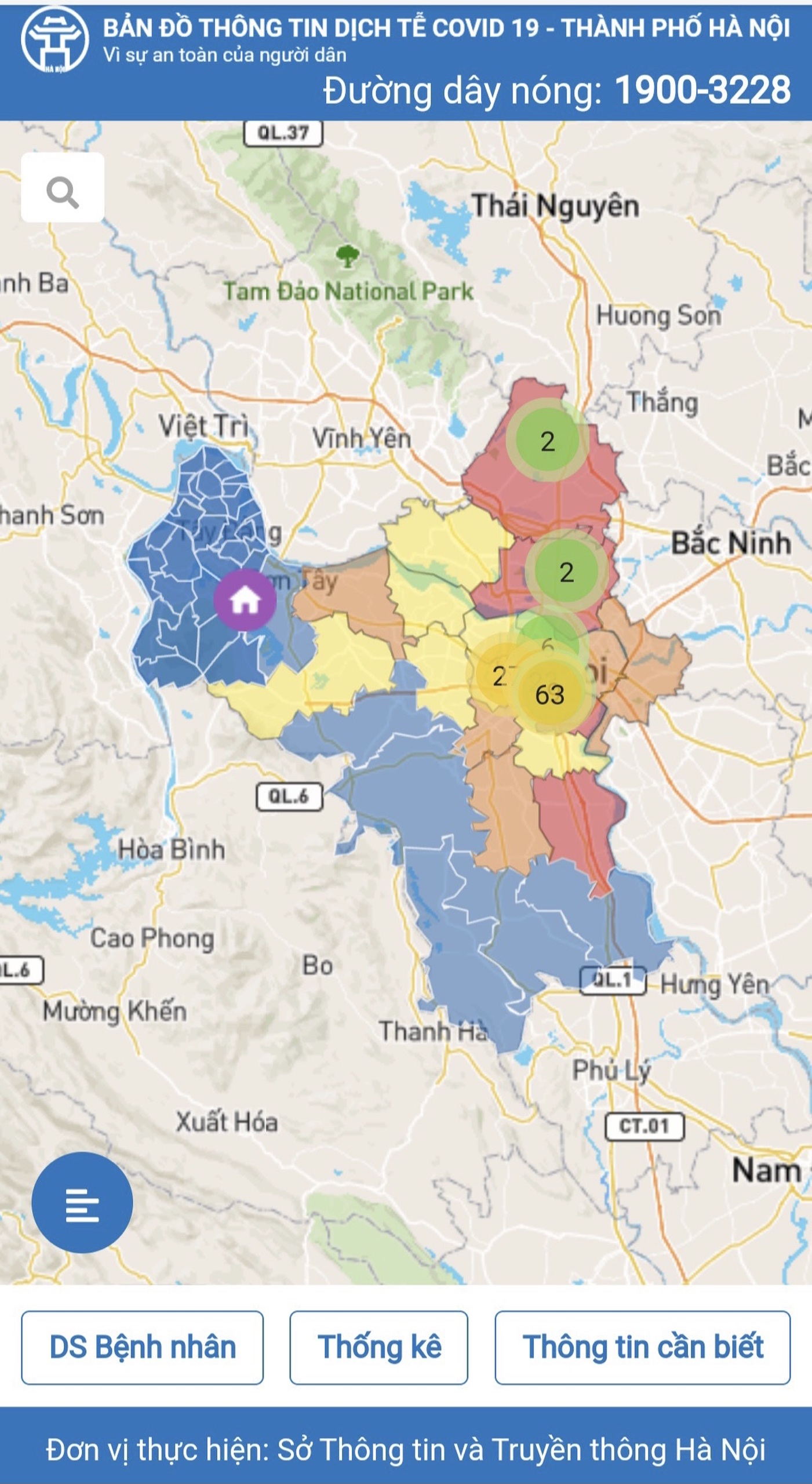 Bản đồ dịch tễ Hà Nội:
Bản đồ dịch tễ Hà Nội sẽ giúp cho bạn nhanh chóng cập nhật tình hình dịch bệnh COVID-19 tại Hà Nội. Với các thông tin trực quan và chi tiết, bạn sẽ có thể cùng cộng đồng đẩy lùi đại dịch một cách hiệu quả.